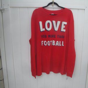 Carter's Mens "Love You More Than Football" Graphic Red White Knit XXL